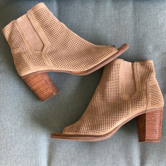 TOMS Majorca Perforated Suede Peep Toe Bootie - Picture 6 of 9